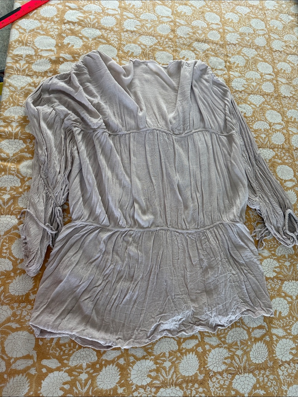 Free People O/S fits 4-16 lavender Crinkled sweater tie front boho peasant - Picture 6 of 8
